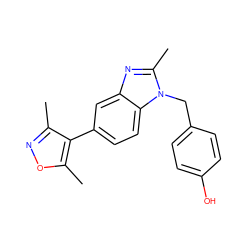 Cc1noc(C)c1-c1ccc2c(c1)nc(C)n2Cc1ccc(O)cc1 ZINC000169322560