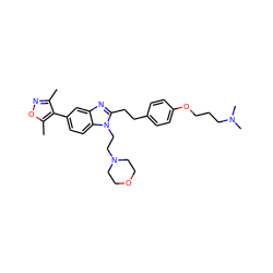 Cc1noc(C)c1-c1ccc2c(c1)nc(CCc1ccc(OCCCN(C)C)cc1)n2CCN1CCOCC1 ZINC000526061586