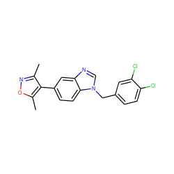 Cc1noc(C)c1-c1ccc2c(c1)ncn2Cc1ccc(Cl)c(Cl)c1 ZINC000169322619