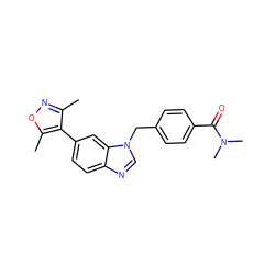 Cc1noc(C)c1-c1ccc2ncn(Cc3ccc(C(=O)N(C)C)cc3)c2c1 ZINC000169322630