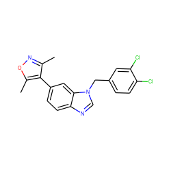 Cc1noc(C)c1-c1ccc2ncn(Cc3ccc(Cl)c(Cl)c3)c2c1 ZINC000169322617