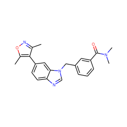 Cc1noc(C)c1-c1ccc2ncn(Cc3cccc(C(=O)N(C)C)c3)c2c1 ZINC000169322625