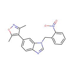 Cc1noc(C)c1-c1ccc2ncn(Cc3ccccc3[N+](=O)[O-])c2c1 ZINC000169322612