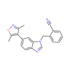 Cc1noc(C)c1-c1ccc2ncn(Cc3ccccc3C#N)c2c1 ZINC000169322615