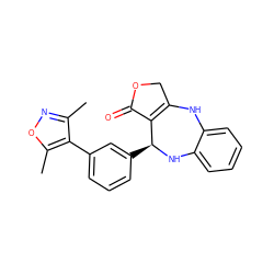 Cc1noc(C)c1-c1cccc([C@@H]2Nc3ccccc3NC3=C2C(=O)OC3)c1 ZINC000299823597