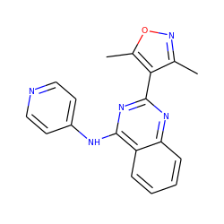 Cc1noc(C)c1-c1nc(Nc2ccncc2)c2ccccc2n1 ZINC000004258487