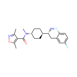 Cc1noc(C)c1C(=O)N(C)[C@H]1CC[C@H]([C@H](N)Cc2cc(F)ccc2F)CC1 ZINC000254016131