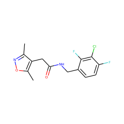 Cc1noc(C)c1CC(=O)NCc1ccc(F)c(Cl)c1F ZINC000084689691