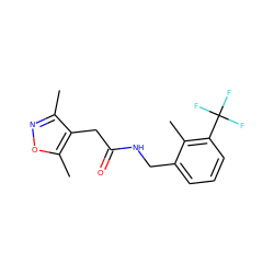 Cc1noc(C)c1CC(=O)NCc1cccc(C(F)(F)F)c1C ZINC000043177539