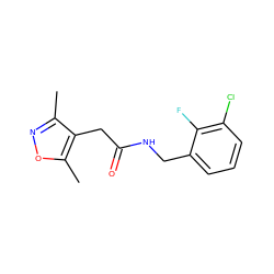 Cc1noc(C)c1CC(=O)NCc1cccc(Cl)c1F ZINC000081284781