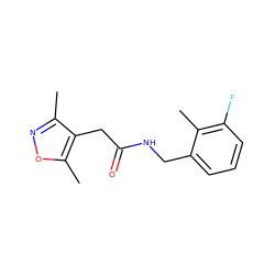 Cc1noc(C)c1CC(=O)NCc1cccc(F)c1C ZINC000084703971