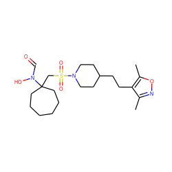 Cc1noc(C)c1CCC1CCN(S(=O)(=O)CC2(N(O)C=O)CCCCCC2)CC1 ZINC000071282178