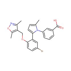 Cc1noc(C)c1COc1ccc(Br)cc1-c1ccc(C)n1-c1cccc(C(=O)O)c1 ZINC000040567086