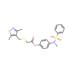 Cc1noc(C)c1CSCC(=O)Oc1ccc(N(C)S(=O)(=O)c2ccccc2)cc1 ZINC000013006942