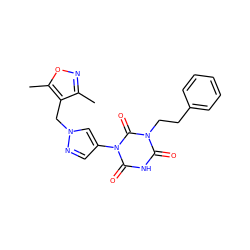 Cc1noc(C)c1Cn1cc(-n2c(=O)[nH]c(=O)n(CCc3ccccc3)c2=O)cn1 ZINC000115731719