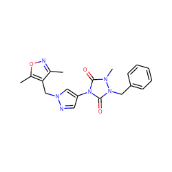 Cc1noc(C)c1Cn1cc(-n2c(=O)n(C)n(Cc3ccccc3)c2=O)cn1 ZINC000115732471