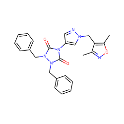 Cc1noc(C)c1Cn1cc(-n2c(=O)n(Cc3ccccc3)n(Cc3ccccc3)c2=O)cn1 ZINC000115730794