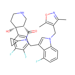 Cc1noc(C)c1Cn1cc(CN(C(=O)[C@H]2CNCC[C@]2(O)c2ccc(F)c(F)c2)C2CC2)c2c(F)cccc21 ZINC000073140595