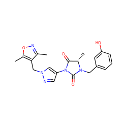 Cc1noc(C)c1Cn1cc(N2C(=O)[C@H](C)N(Cc3cccc(O)c3)C2=O)cn1 ZINC000115731438