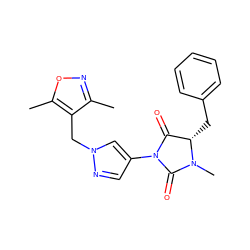 Cc1noc(C)c1Cn1cc(N2C(=O)[C@H](Cc3ccccc3)N(C)C2=O)cn1 ZINC000115732123