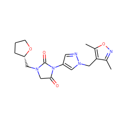 Cc1noc(C)c1Cn1cc(N2C(=O)CN(C[C@@H]3CCCO3)C2=O)cn1 ZINC000115731583