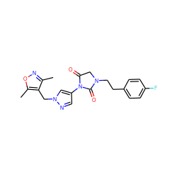 Cc1noc(C)c1Cn1cc(N2C(=O)CN(CCc3ccc(F)cc3)C2=O)cn1 ZINC000115731086