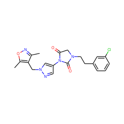 Cc1noc(C)c1Cn1cc(N2C(=O)CN(CCc3cccc(Cl)c3)C2=O)cn1 ZINC000115732340