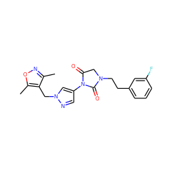 Cc1noc(C)c1Cn1cc(N2C(=O)CN(CCc3cccc(F)c3)C2=O)cn1 ZINC000115730740