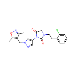 Cc1noc(C)c1Cn1cc(N2C(=O)CN(CCc3ccccc3Cl)C2=O)cn1 ZINC000115732518