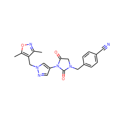 Cc1noc(C)c1Cn1cc(N2C(=O)CN(Cc3ccc(C#N)cc3)C2=O)cn1 ZINC000115733130