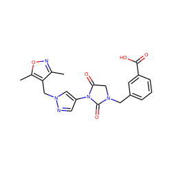 Cc1noc(C)c1Cn1cc(N2C(=O)CN(Cc3cccc(C(=O)O)c3)C2=O)cn1 ZINC000115732829