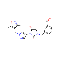 Cc1noc(C)c1Cn1cc(N2C(=O)CN(Cc3cccc(C=O)c3)C2=O)cn1 ZINC000115730736