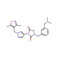 Cc1noc(C)c1Cn1cc(N2C(=O)CN(Cc3cccc(CN(C)C)c3)C2=O)cn1 ZINC000115730878