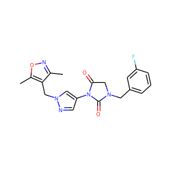 Cc1noc(C)c1Cn1cc(N2C(=O)CN(Cc3cccc(F)c3)C2=O)cn1 ZINC000115731653