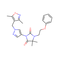 Cc1noc(C)c1Cn1cc(N2C(=O)N(CCOc3ccccc3)C(C)(C)C2=O)cn1 ZINC000115732577