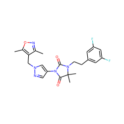 Cc1noc(C)c1Cn1cc(N2C(=O)N(CCc3cc(F)cc(F)c3)C(C)(C)C2=O)cn1 ZINC000116676401