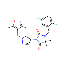 Cc1noc(C)c1Cn1cc(N2C(=O)N(Cc3cc(F)ccc3F)C(C)(C)C2=O)cn1 ZINC000116675563