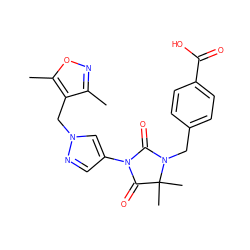 Cc1noc(C)c1Cn1cc(N2C(=O)N(Cc3ccc(C(=O)O)cc3)C(C)(C)C2=O)cn1 ZINC000116676497