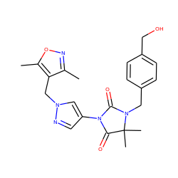 Cc1noc(C)c1Cn1cc(N2C(=O)N(Cc3ccc(CO)cc3)C(C)(C)C2=O)cn1 ZINC000116675121