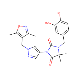 Cc1noc(C)c1Cn1cc(N2C(=O)N(Cc3ccc(O)c(O)c3)C(C)(C)C2=O)cn1 ZINC000116673806