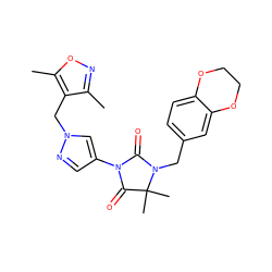 Cc1noc(C)c1Cn1cc(N2C(=O)N(Cc3ccc4c(c3)OCCO4)C(C)(C)C2=O)cn1 ZINC000116673836