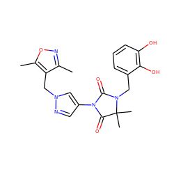 Cc1noc(C)c1Cn1cc(N2C(=O)N(Cc3cccc(O)c3O)C(C)(C)C2=O)cn1 ZINC000116673794