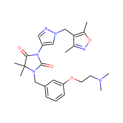 Cc1noc(C)c1Cn1cc(N2C(=O)N(Cc3cccc(OCCN(C)C)c3)C(C)(C)C2=O)cn1 ZINC000116675875