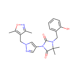 Cc1noc(C)c1Cn1cc(N2C(=O)N(Cc3ccccc3O)C(C)(C)C2=O)cn1 ZINC000116674901