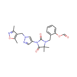 Cc1noc(C)c1Cn1cc(N2C(=O)N(Cc3ccccc3OC=O)C(C)(C)C2=O)cn1 ZINC000116673962