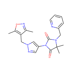 Cc1noc(C)c1Cn1cc(N2C(=O)N(Cc3ccccn3)C(C)(C)C2=O)cn1 ZINC000116673838