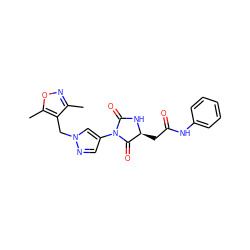 Cc1noc(C)c1Cn1cc(N2C(=O)N[C@@H](CC(=O)Nc3ccccc3)C2=O)cn1 ZINC000115731433