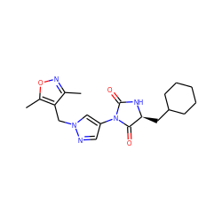 Cc1noc(C)c1Cn1cc(N2C(=O)N[C@@H](CC3CCCCC3)C2=O)cn1 ZINC000115731572