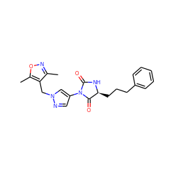 Cc1noc(C)c1Cn1cc(N2C(=O)N[C@@H](CCCc3ccccc3)C2=O)cn1 ZINC000115731135