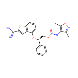 Cc1noc(C)c1NC(=O)OC[C@H](Oc1cccc2sc(C(=N)N)cc12)c1ccccc1 ZINC000045365099